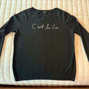 Black Sweater with Embroidered Text